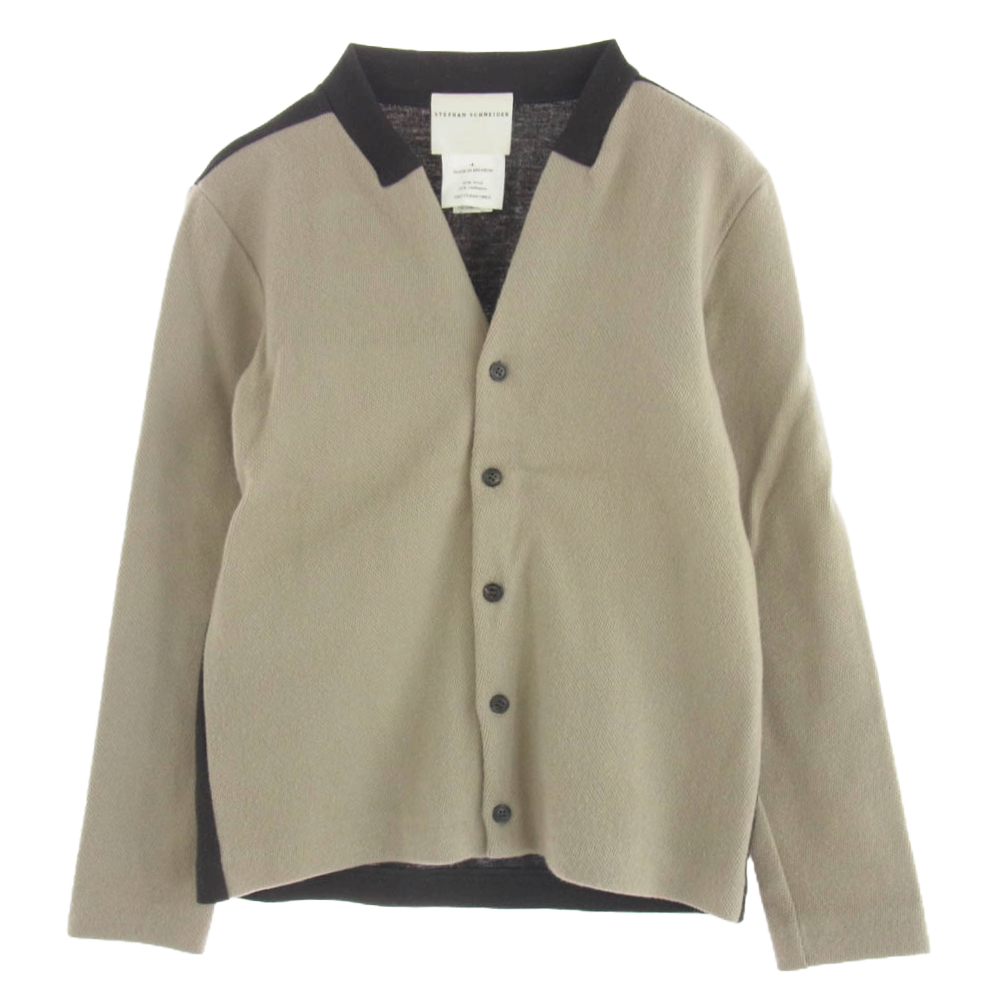 STEPHAN SCHNEIDER ステファンシュナイダー ベルギー製 カシミヤ混ウール 切替 カーディガン ベージュ系 ダークブラウン系【中古】拍卖