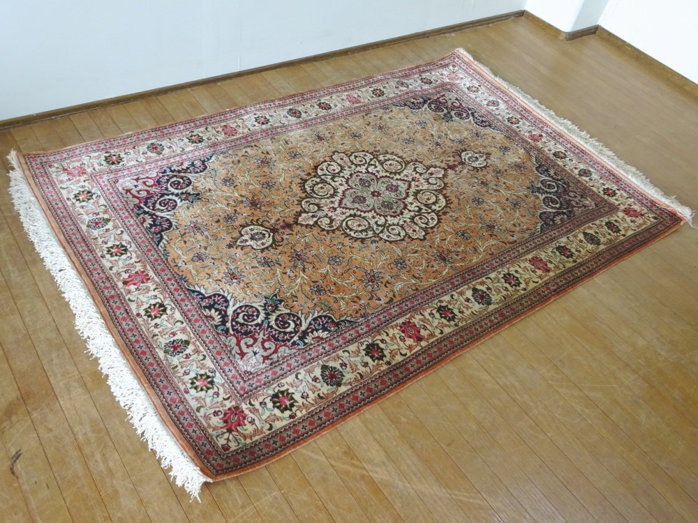■□高級段通 ペルシャ絨毯 シルク 100×150センチ アクセントラグ □■拍卖