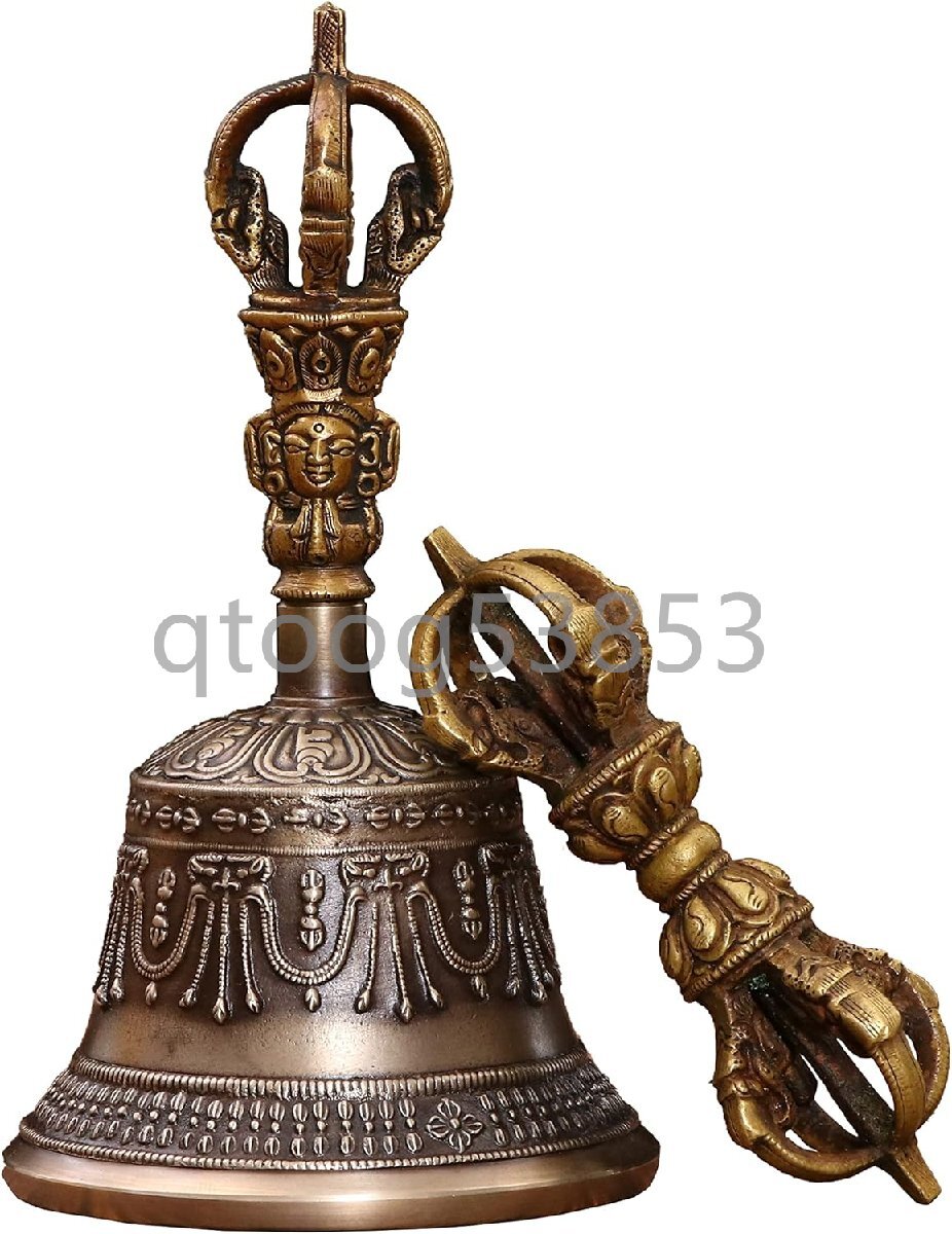 金剛鈴 五鈷金剛鈴大型真鍮仏教 仏具 法事 仏具・寺院仏具 仏教 風水 道教 楽器 (Size : 14.4*7.3CM)拍卖