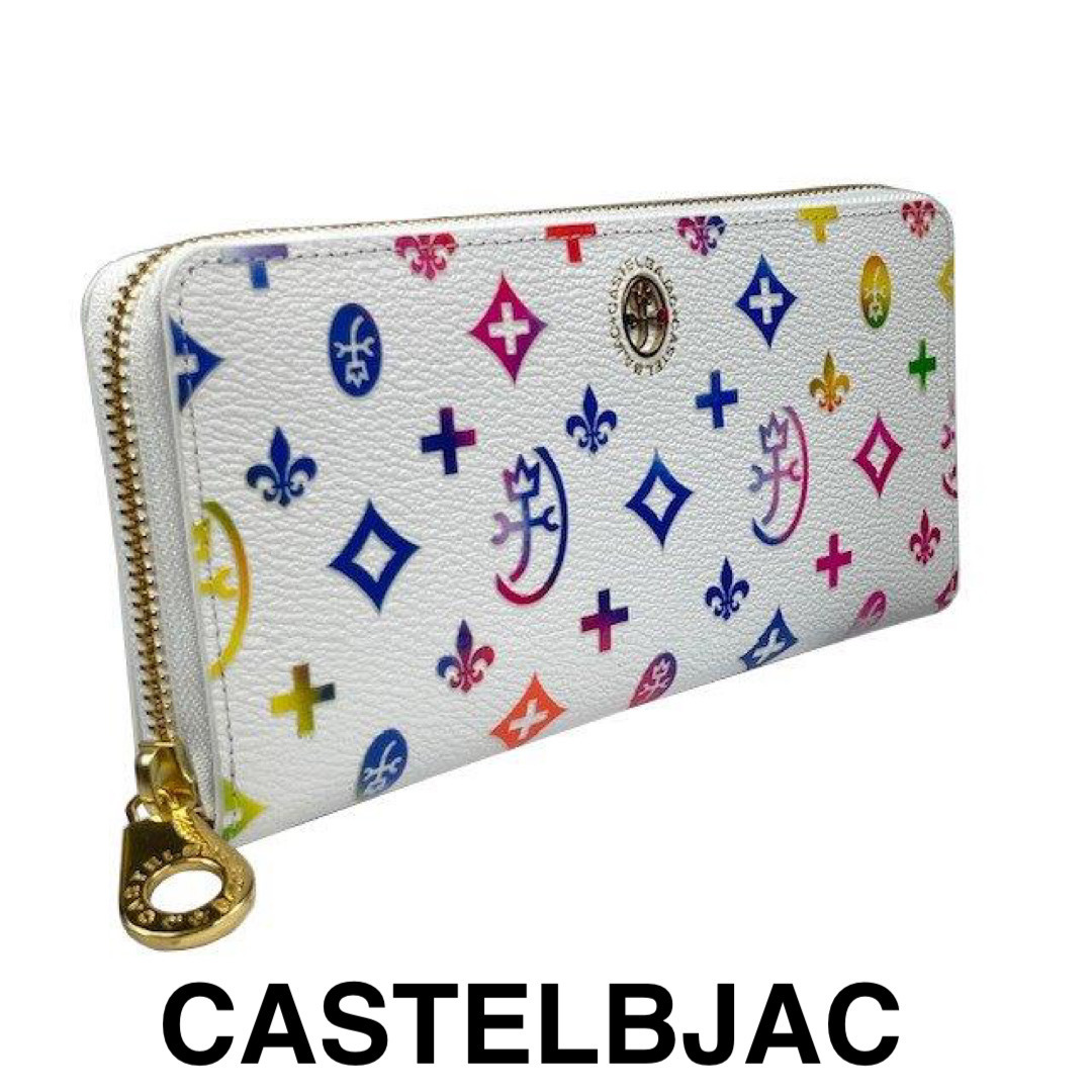 カステルバジャック CASTELBAJAC 牛革ラウンド長財布 ラウンド財布 モノグラム柄 お洒落な財布 063615-1 シロ拍卖
