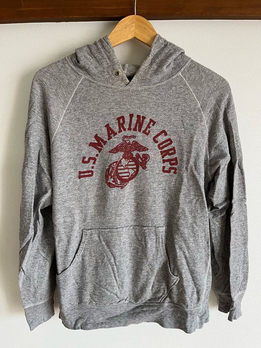 ダブルワークス DUBBLE WORKS バックプリント U.S.MARINE スウェット パーカー グレー 霜降り M 拍卖