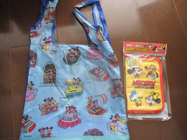 美品 未使用 レトロ柄 ミッキーマウス ミニーマウス TDL限定 エコバッグ 通帳ケース 2種類セット ドナルドダック ランチバッグ拍卖