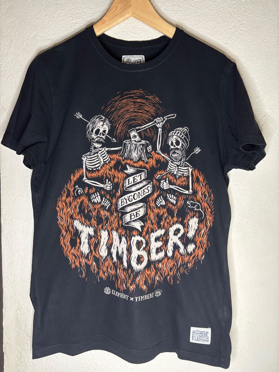 ELEMENT x TIMBER! エレメント ティンバー コラボTシャツ Mサイズ 古着 Tシャツ グッドプリント拍卖