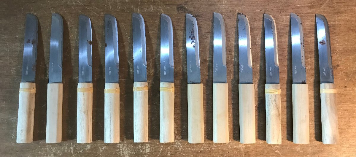 SS-7334■送料込■ 光喜 別打 小刀 刃物 ナイフ 切り出しナイフ 古道具 道具 在銘 レトロ アンティーク 1010g●12本まとめて /くMAら拍卖