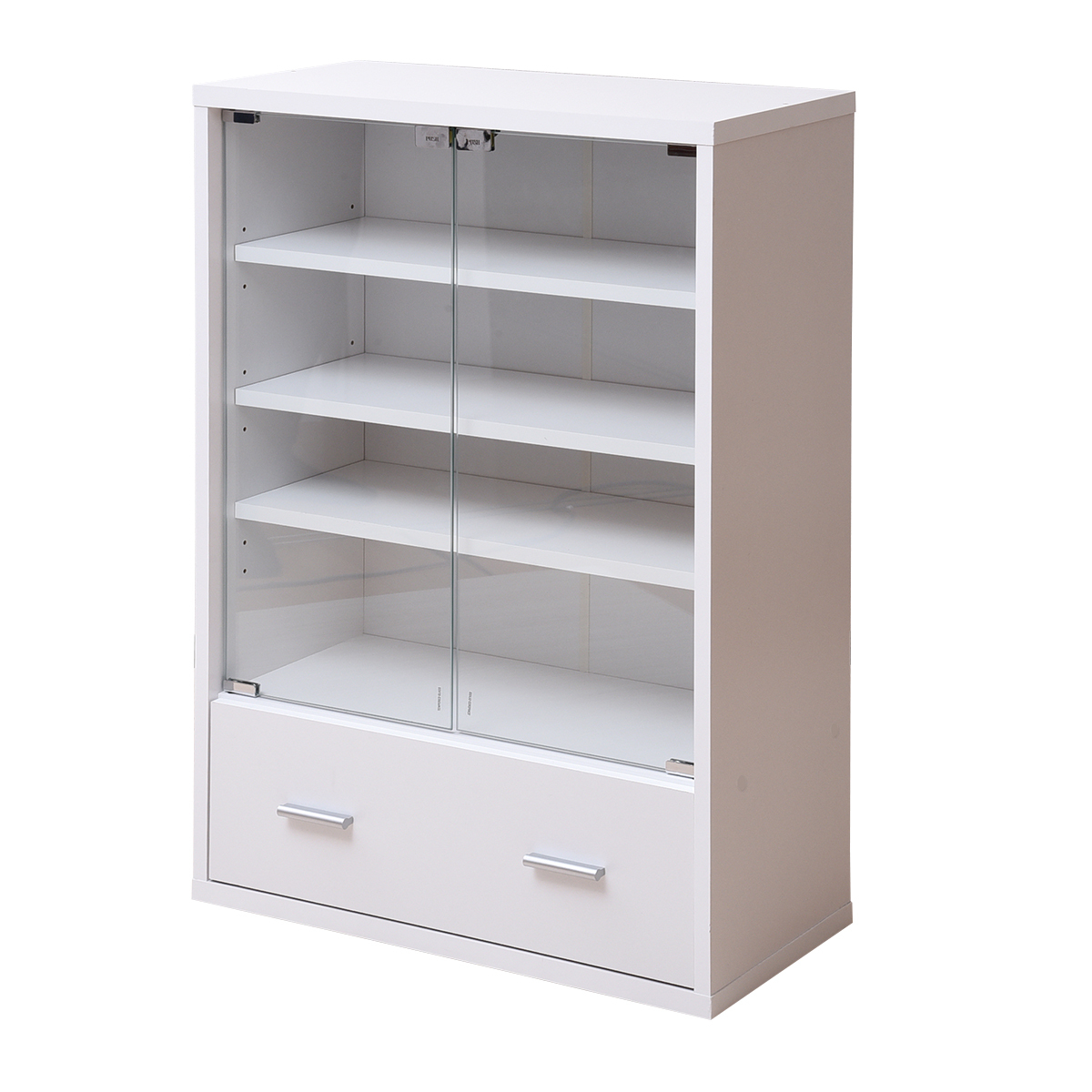 ガラスキャビネット 引き出し 付き 6BOX リビングキャビネット 本棚 Glass door with drawer ホワイト拍卖