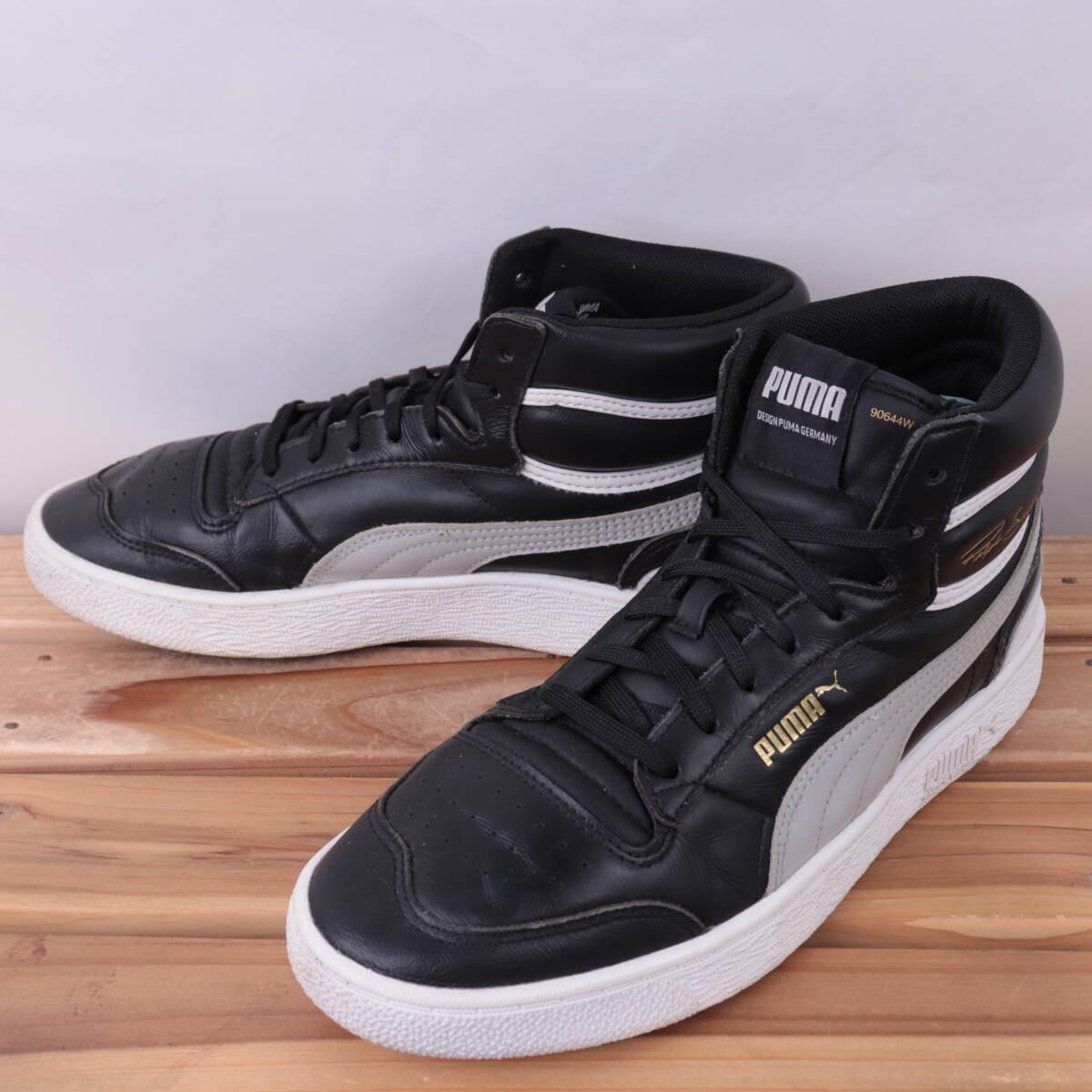 z8223 プーマ ラルフ サンプソン ミッド US7.5 25.5cm/黒 ブラック グレー 白 PUMA Ralph Sampson Mid メンズ スニーカー 中古拍卖