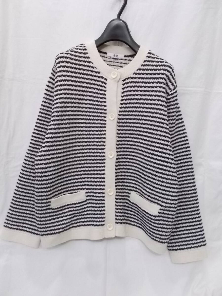 ▼UNIQLO/ユニクロ▼ニットショートジャケット/3XL/濃紺・オフホワイト拍卖