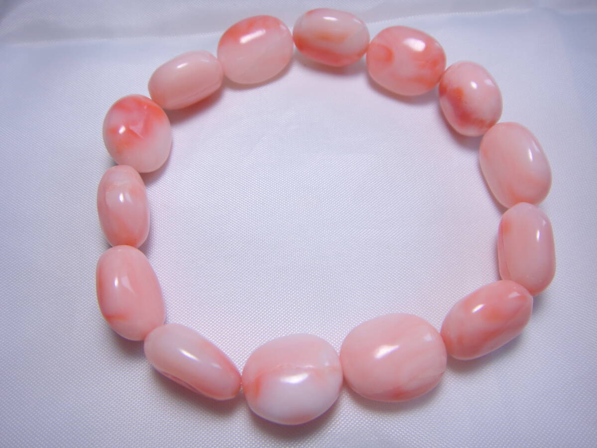 本珊瑚 本サンゴ コーラル タンブルブレスレット 約94.35ct 内周約17㎝ ヴィンテージ D014拍卖