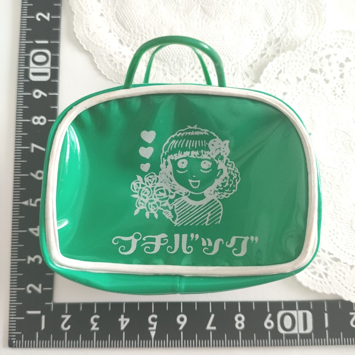 5r0131 ミニチュア レトロ バッグ グリーン 昭和レトロ キッチュ ファスナー ボストンバッグ ポーチ ビニール拍卖