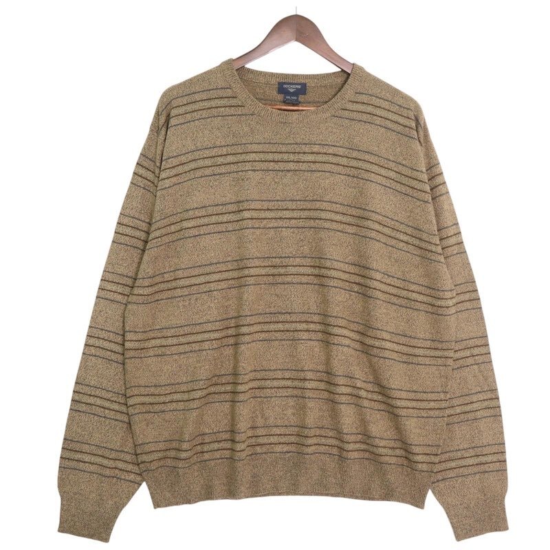 DOCKERS ドッカーズ クルーネックアクリルニットセーター メンズUS-2XL ボーダー柄 オリーブミックス系 hsc-0134拍卖