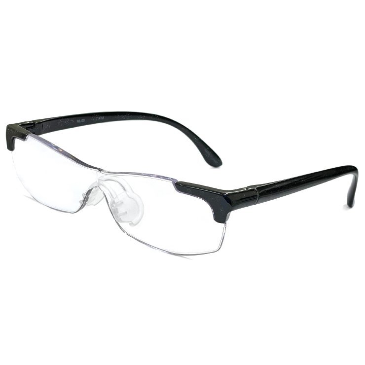 新品 メガネ型ルーペ 拡大鏡 1.8倍 ml-03-bk ルーペ メガネ メンズ レディース ユニセックス 眼鏡の上から着用可能 ブラック 黒 フレーム拍卖