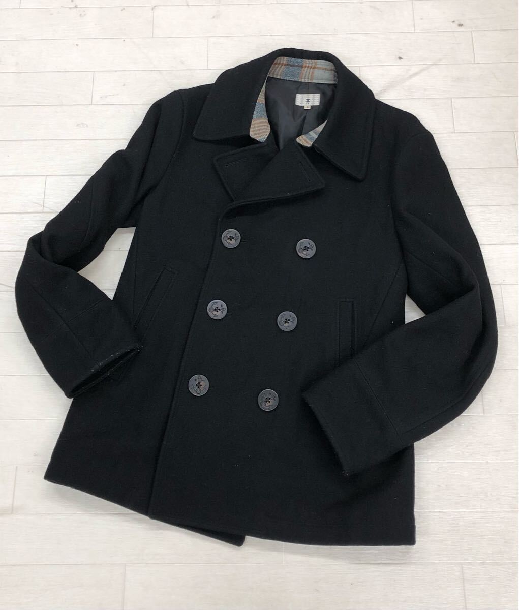 1703〓 TAKEO KIKUCHI タケオキクチ ピーコート メンズ サイズ3 ブラック ショートコート ブルゾン ジャケット アウター カジュアル拍卖