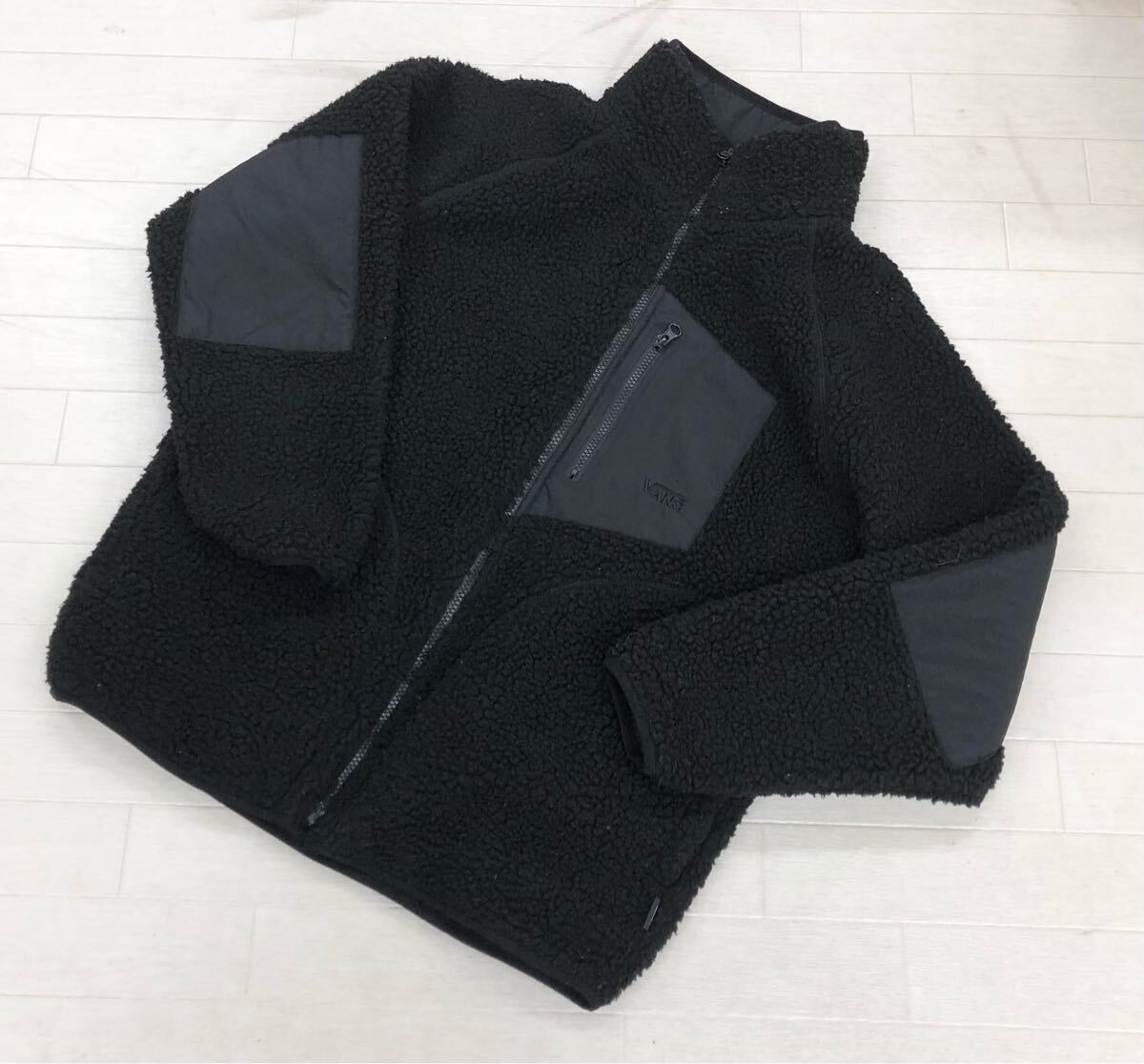 1701〓 VANS ヴァンズ バンズ リバーシブルジャケット メンズ サイズS ブラック ボアジャケット ブルゾン ジャンパー ウインドブレーカー拍卖