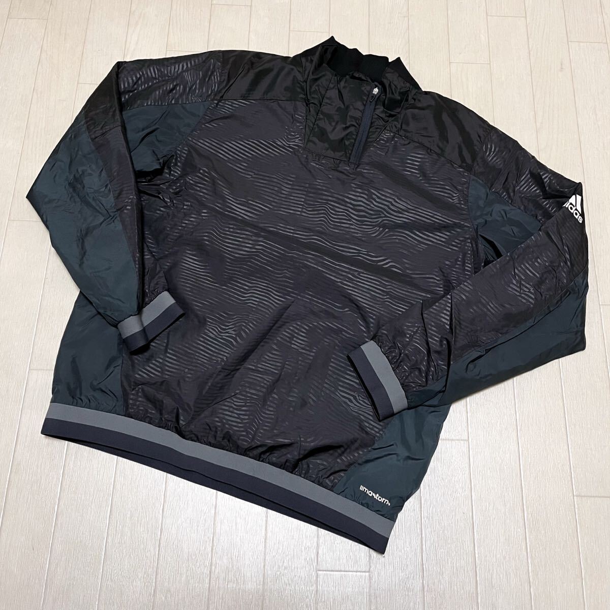 和662★ adidas アディダス ジャージ プルオーバー 長袖 ジップネック M グレー ブラック メンズ拍卖