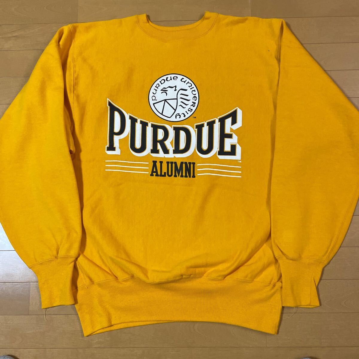 デッドストック マスタードイエロー PURDUE チャンピオン リバースウィーブ スウェット USA製 ビンテージ 90s初期 Champion 拍卖