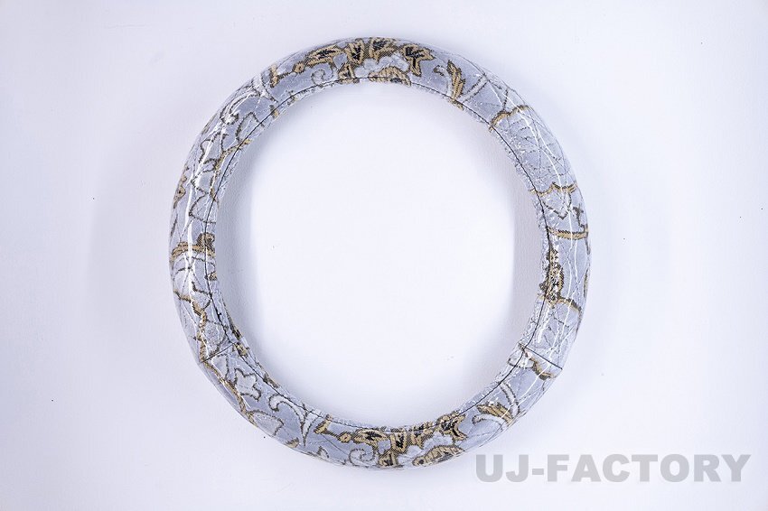 ★MIYABI/モンブランローズ・極太ハンドルカバー(ビニール付)ホワイト/LMサイズ(40.5cm~41.5cm)シングルキルト★車内をドレスアップ!拍卖