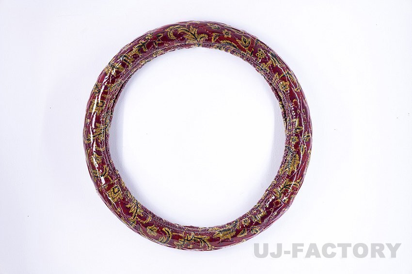 ★MIYABI/ベルサイユ・極太ハンドルカバー(ビニール付)ワイン/2Lサイズ(46.5cm~47cm)シングルキルト★車内をドレスアップ!拍卖