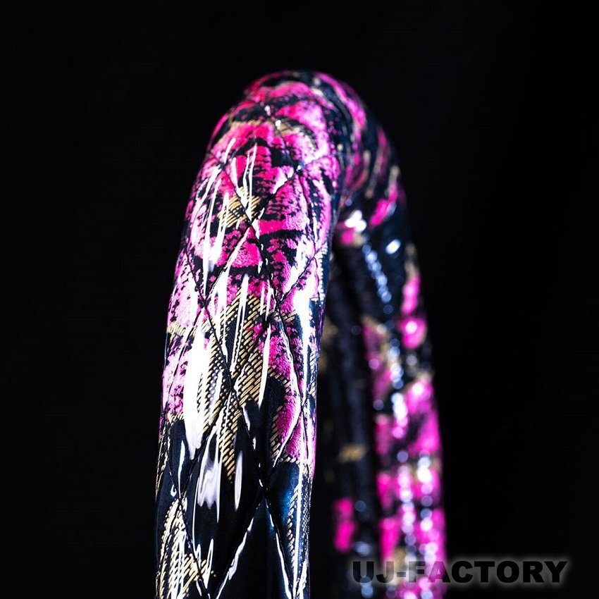 ★MIYABI/MADONNA・極太ハンドルカバー(ビニール付)ブラックピンク/LMサイズ(40.5cm~41.5cm)シングルキルト★車内をドレスアップ!拍卖