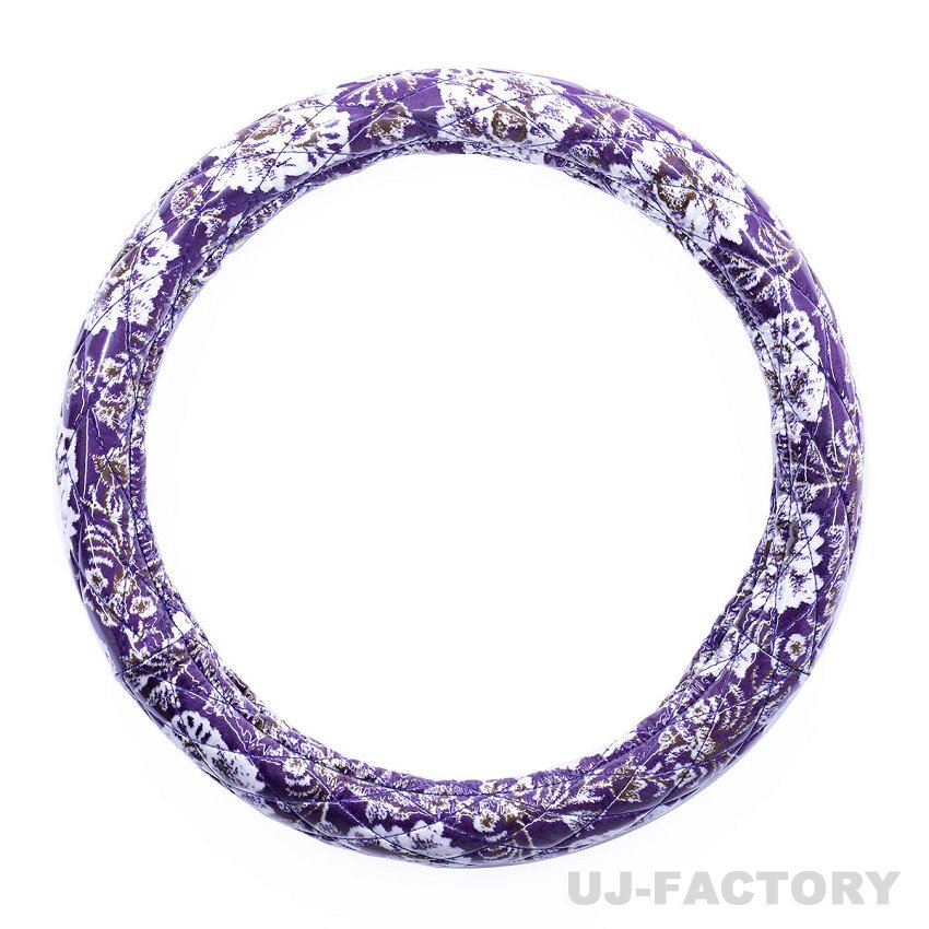 ★MIYABI/新格子/金華山・シングルキルト ハンドルカバー(ビニール付)パープル/Sサイズ(36cm~37cm)★車内をドレスアップ!拍卖