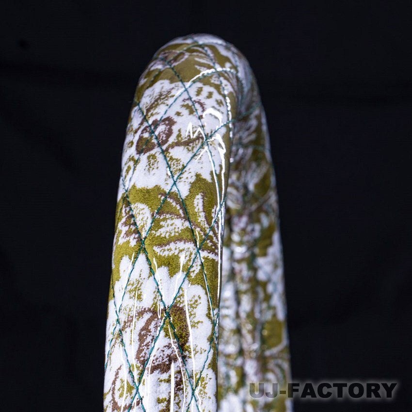 ★MIYABI/新格子/金華山・シングルキルト ハンドルカバー(ビニール付)グリーン/MLサイズ(39cm~40cm)★車内をドレスアップ!拍卖