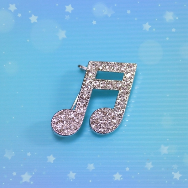 P5435/上質綺麗なブローチ キラキラ音符♪ 音楽記号 発表会・コンサート・ライブに 男女可 誕生日ギフト プレゼントにもおすすめ拍卖