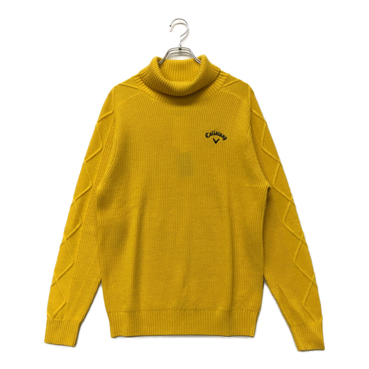 coco 未使用品【値下げ】キャロウェイ Callaway メンズ セーター LL 黄色 タートルネック シンプル 畦編み K5826拍卖