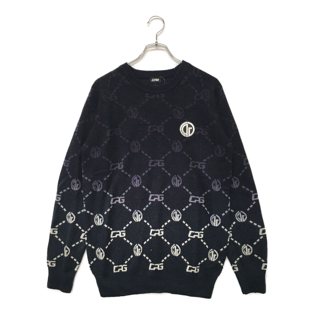 coco 中古【値下げ】 シーピージーゴルフ CPG GOLF メンズ セーター 2(M) 濃紺 ネイビー グラデーション ロゴ 111858拍卖