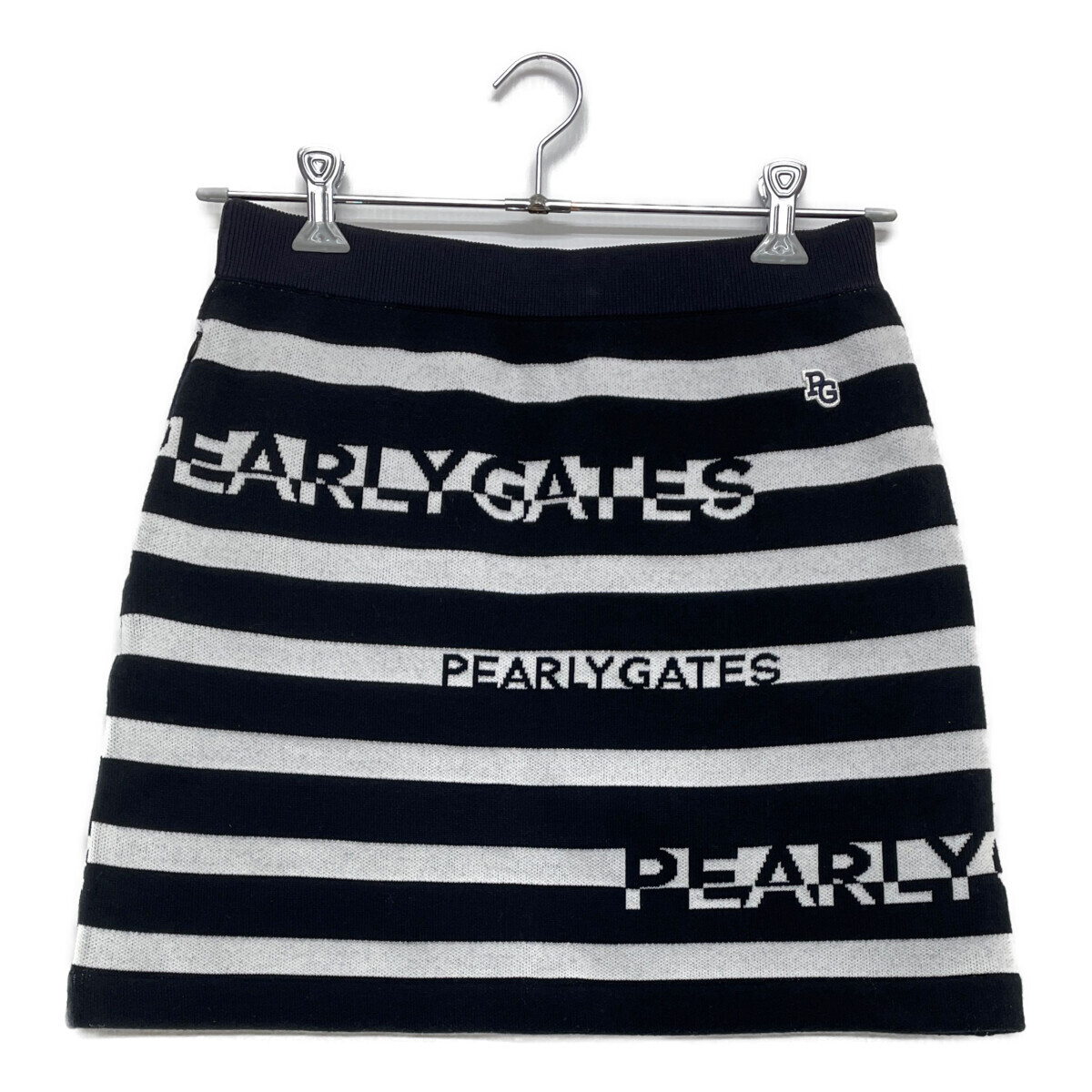 coco 中古【値下げ】 パーリーゲイツ PEARLY GATES レディース スカート 2(L) 紺×白 ニット レターパックプラス発送可 98198拍卖