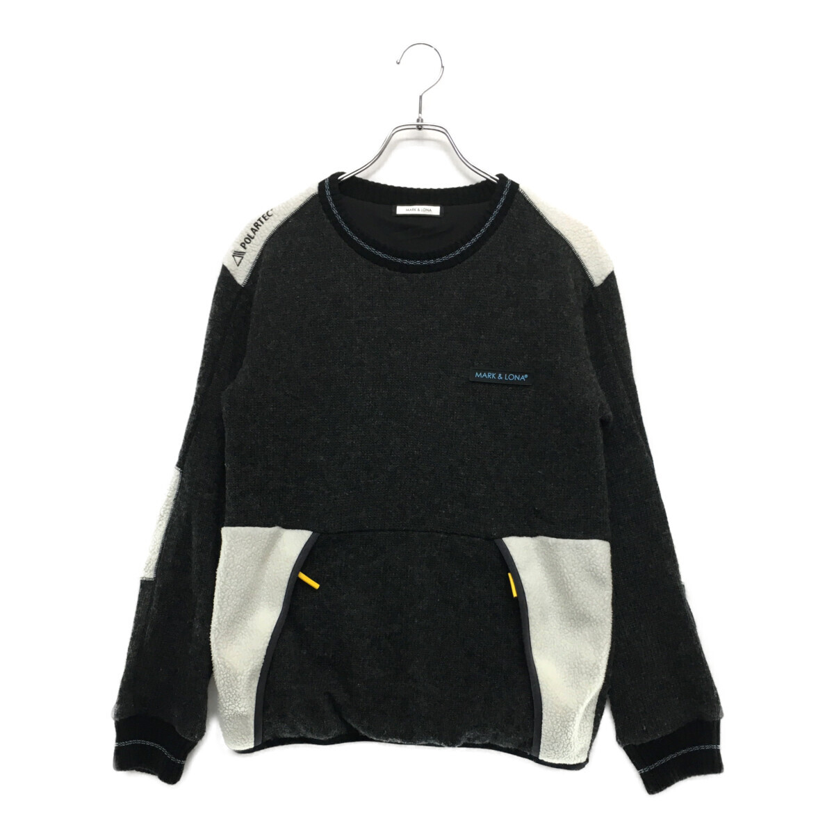 coco 中古【値下げ】 マークアンドロナ MARK&LONA メンズ セーター 46(M) グレー×白 長袖クルーネック 裏地付き 98144拍卖