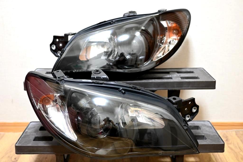 美品 黄ばみ無 SUBARU GD GDA GG GG2 GGA STI WRX 鷹目 インプレッサ ハロゲン ヘッドライト 左右 セット 艶 ブラック加工 ICHIKOH 1770 ①拍卖