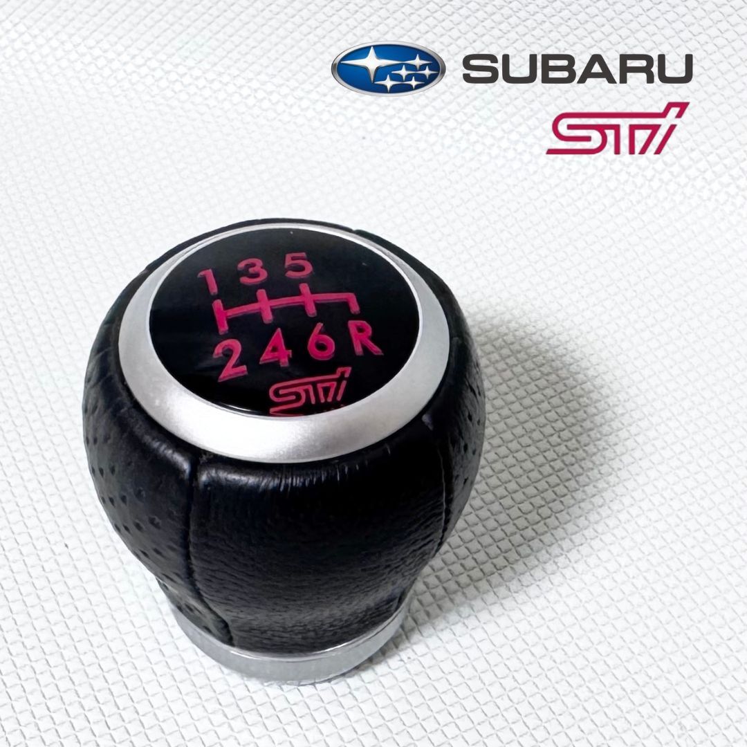 良品!STI スバル純正 シフトノブ 6速 MT レザー レガシィ BL BP 送料無料/即決【50224-2】拍卖