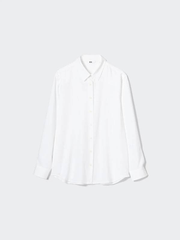 ユニクロ レーヨンブラウス 長袖 Lサイズ ホワイト拍卖