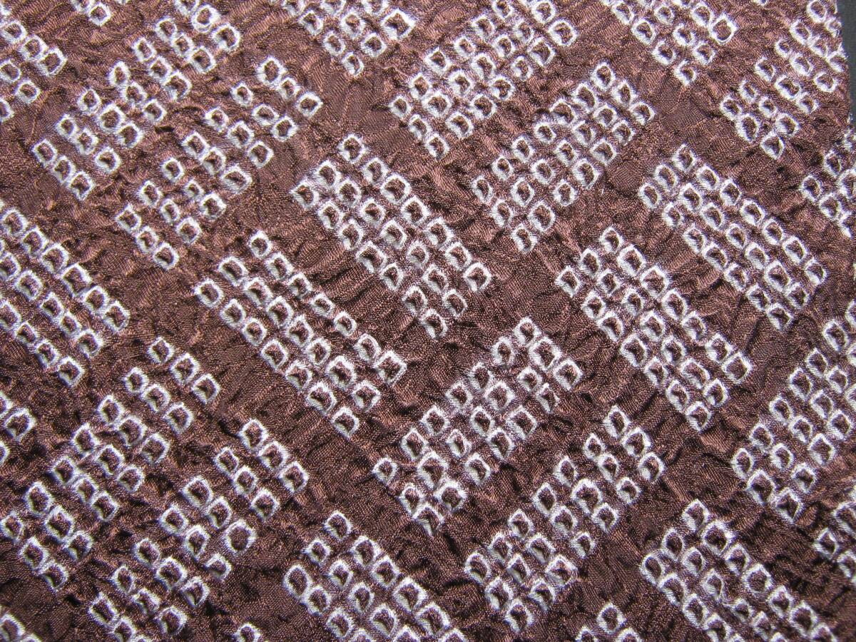 古布 半衿【正絹 総絞り/鹿の子 算崩し 渋茶紫】はぎれ お細工吊し飾り市松人形木目込み人形一閑張りインテリア小物パッチワーク 長襦袢拍卖