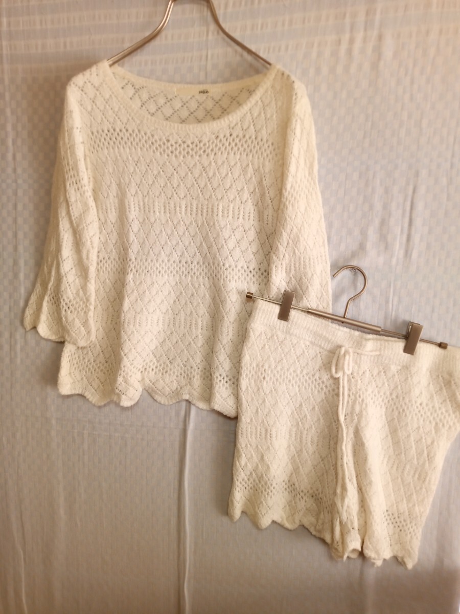 2890 ★★ ジェラートピケ ルームウェア 白 サイズF拍卖