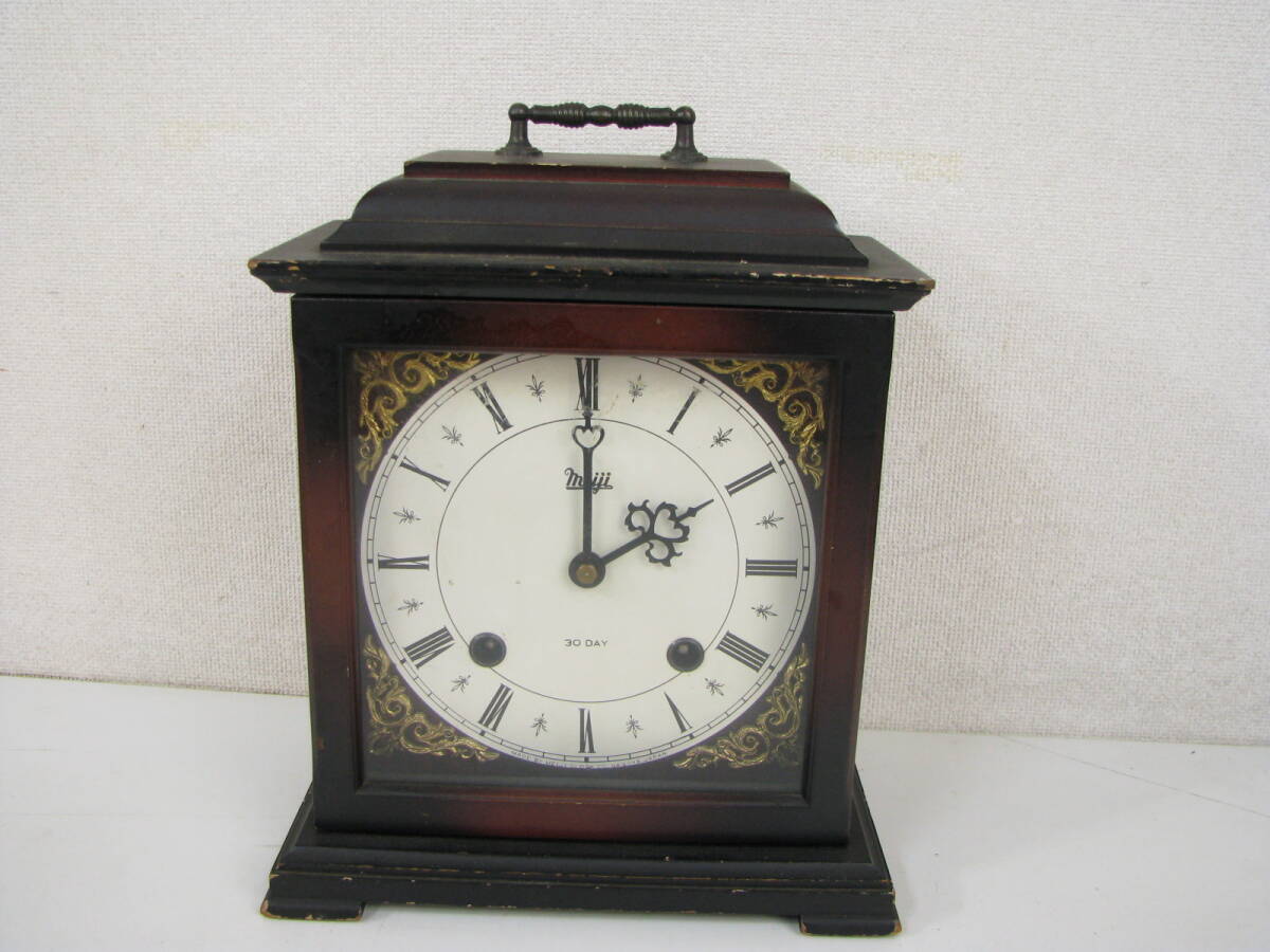 ジャンク レトロ meiji 明治時計 置時計 30日 30DAY NO.1923B ゼンマイ ネジ巻き ビンテージ拍卖