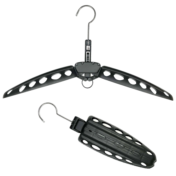 折り畳み式ウェットスーツハンガー★ネックインフルスーツ/セミドライ/ドライスーツに 型崩れ防止 ブラック黒サーフィンサップダイビング拍卖