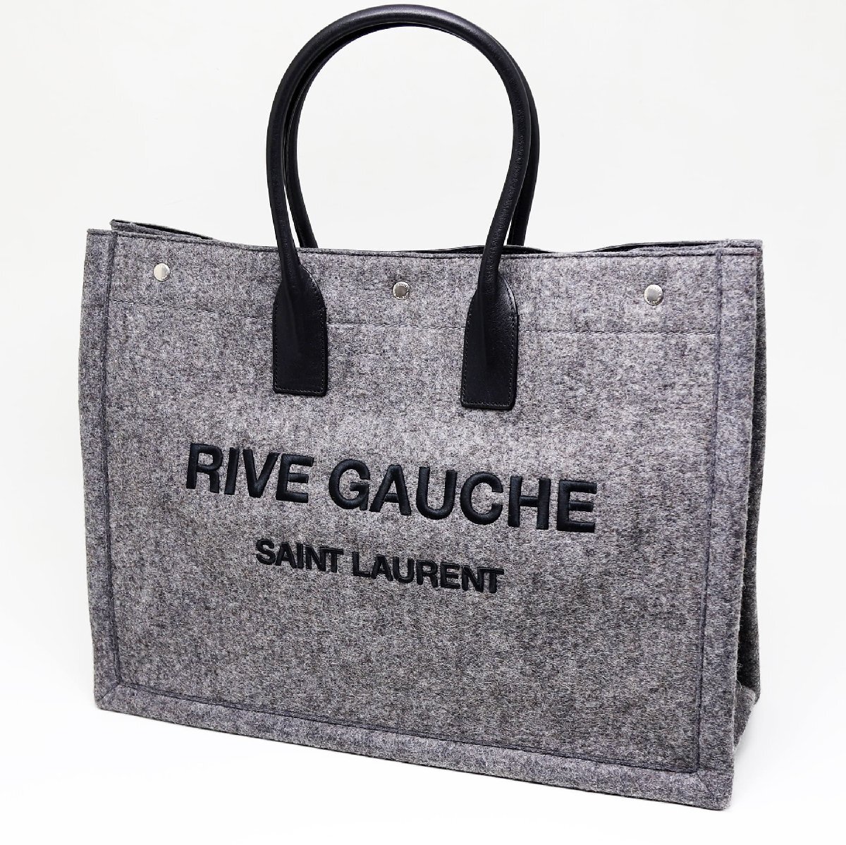 新品同様品 サンローラン リヴ ゴーシュ トートバッグ グレー フェルト レザー RIVE GAUCHE 509415 24N4E 1160拍卖