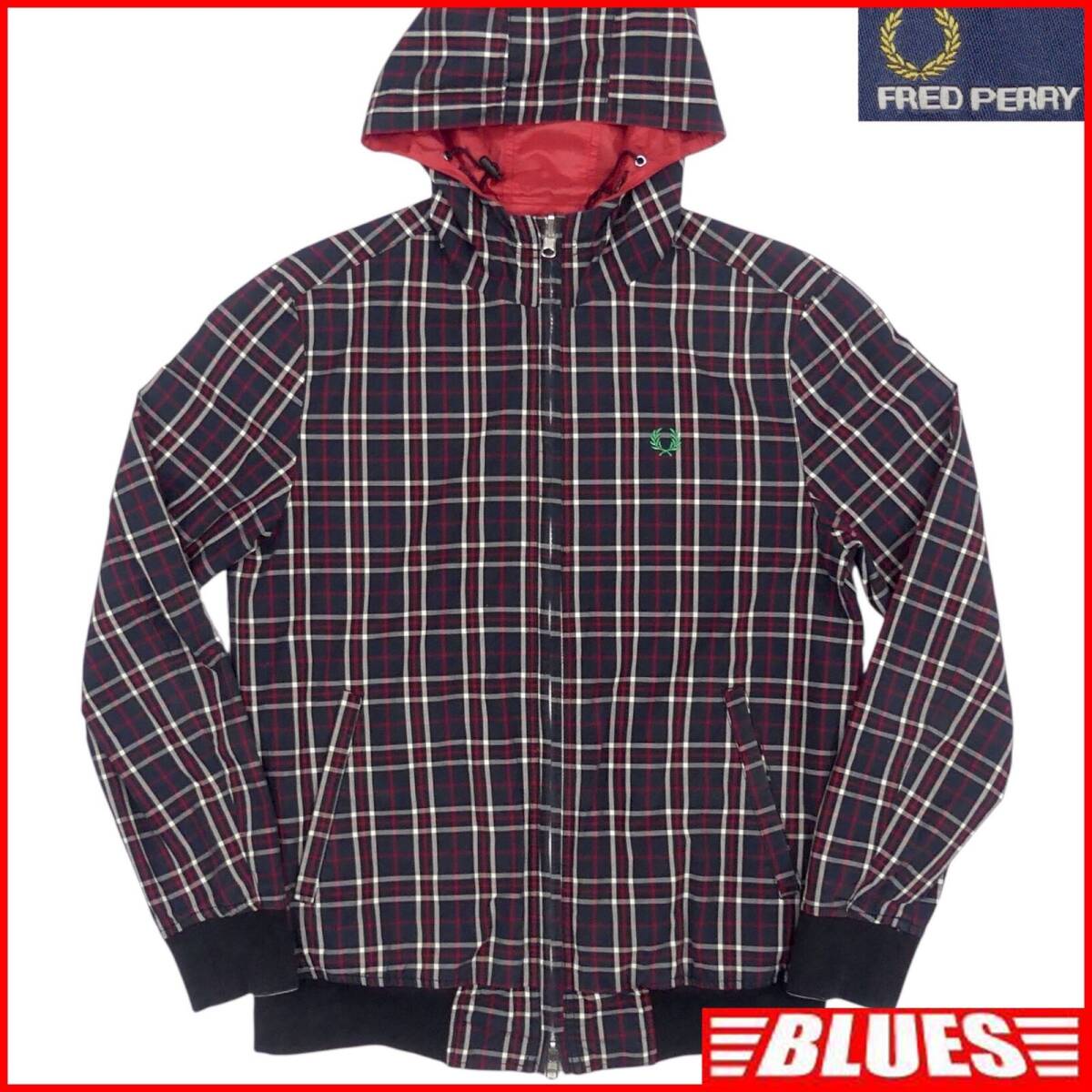 即決★FRED PERRY★メンズ M ジャケット フレッドペリー リバーシブル パーカー チェック ブルゾン 長袖 ジャンパー 上着 アウター拍卖