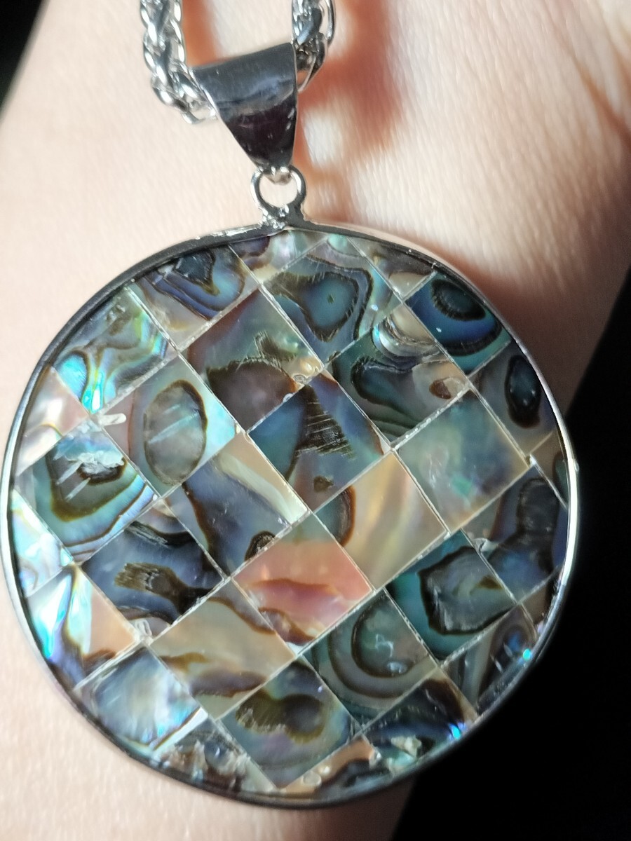 天然アワビ貝 螺鈿 天然素材 ネックレスのペンダント拍卖