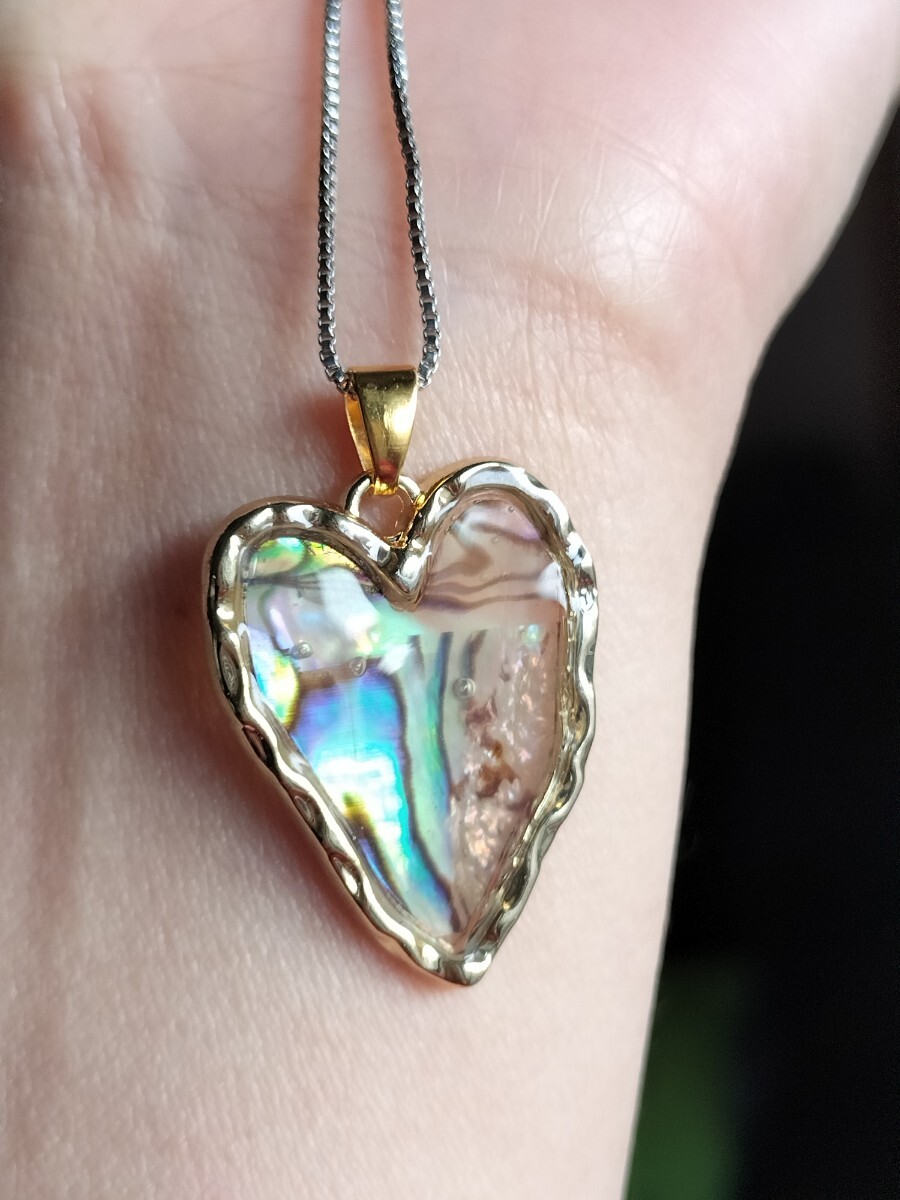 天然貝 アワビ貝 天然素材 可愛いハート ネックレス拍卖