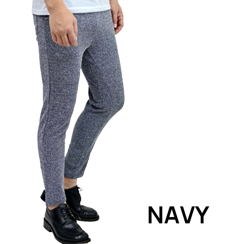 アンクルパンツ ツイード パンツ メンズ ミックス ツイード 35-2453 新品 ネイビー M拍卖