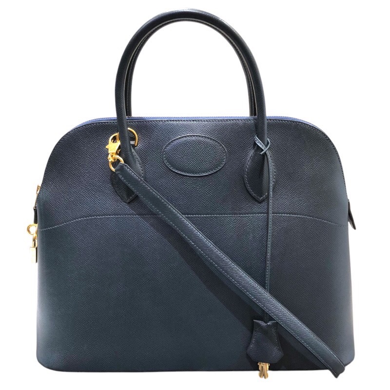 エルメス HERMES ボリード35 ○Z刻 ブルーインディゴ ゴールド金具 クシュベル ハンドバッグ レディース 中古拍卖