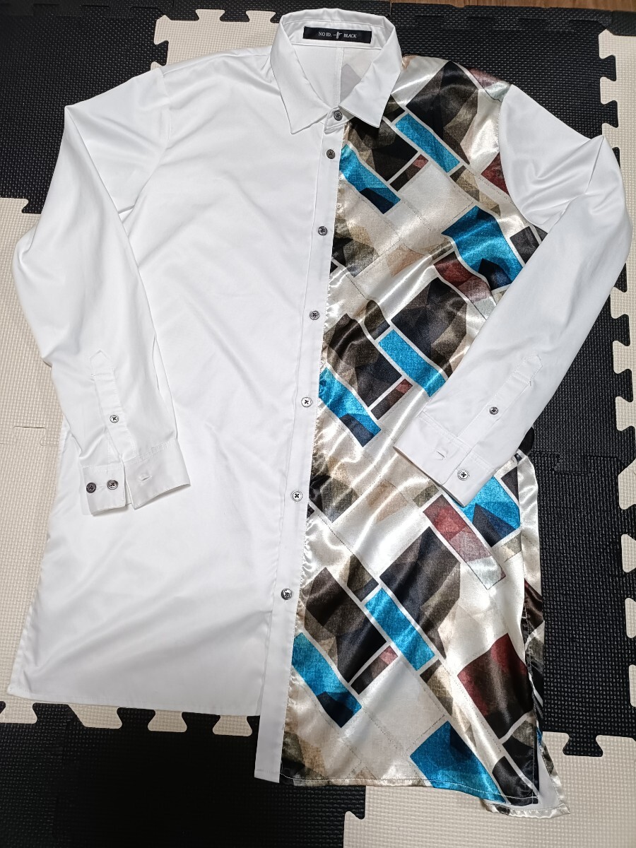 ノーアイディー NO ID. 長袖 ポリエステル生地 ホワイト 白シャツ拍卖