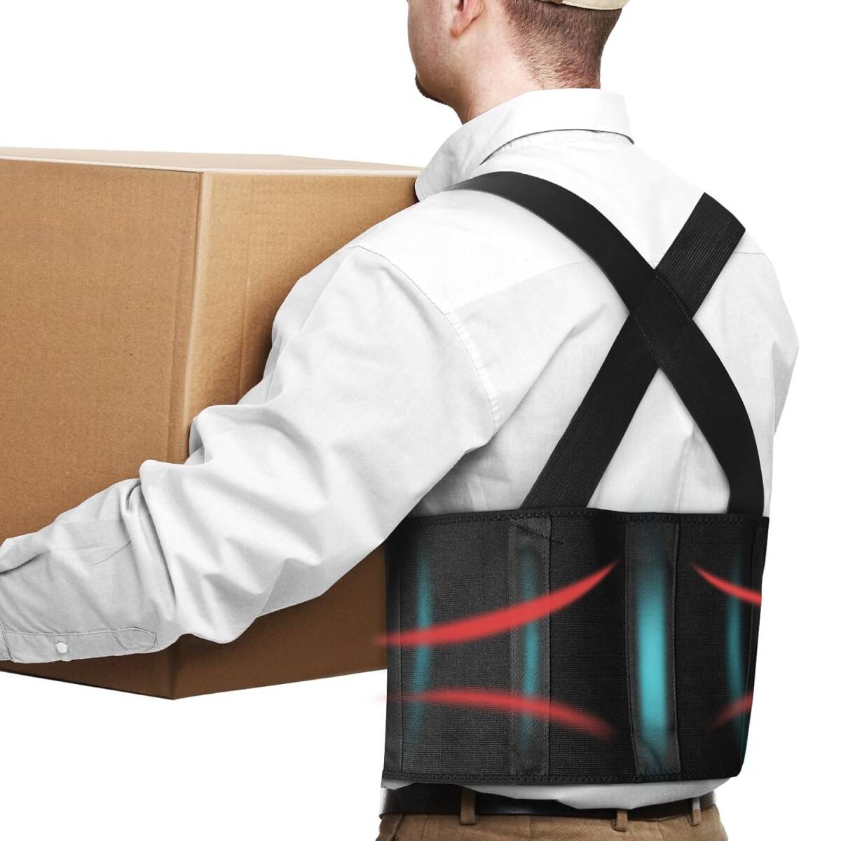 男性と女性の背中支持、調節可能な下背中支持ベルト、サスペンション装置を備え、背中の痛みを緩和し、(ブラック-XL)拍卖