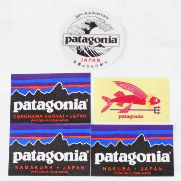 訳有 パタゴニア ステッカー 5種セット PATAGONIA STICKERS SET フィッツロイ 店舗限定 白馬 横浜 関内 鎌倉 日本 北斎 波 魚 シール 新品拍卖