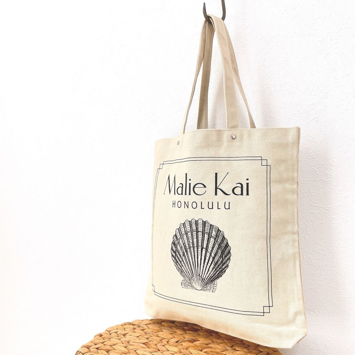 新品マリエカイ閉店ホノルルHonoluluトートバッグ希少ミディアムMサイズHAWAIIハワイ限定エコバッグ ベージュMalie Kaiショルダーバッグ貝拍卖
