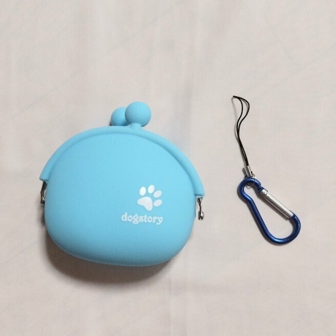 ブルー 愛犬おやつ入れ がま口ポーチ 肉球 犬の足跡 1個 ペット デコピン拍卖