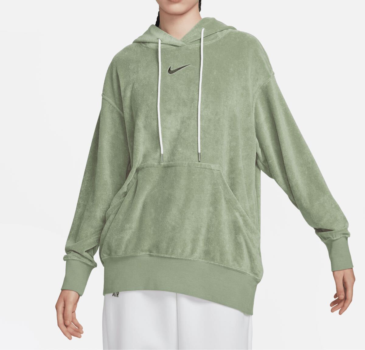 S 新品 ナイキ スポーツウェア ウィメンズ オーバーサイズド テリー プルオーバー パーカー DV7825-386 グリーン フーディ パイル拍卖