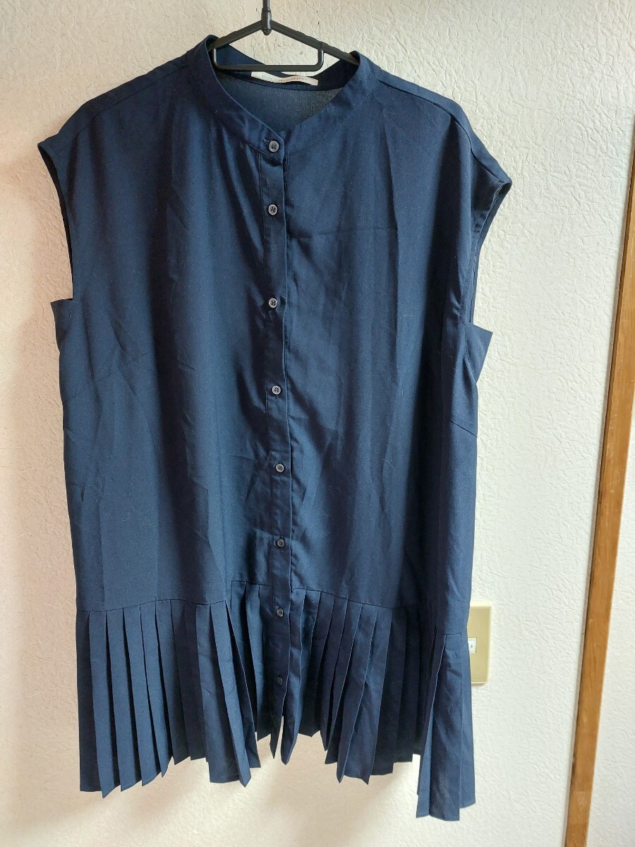 LUCA/LADY LUCK LUCA◆裾プリーツロングブラウス◆ネイビー拍卖