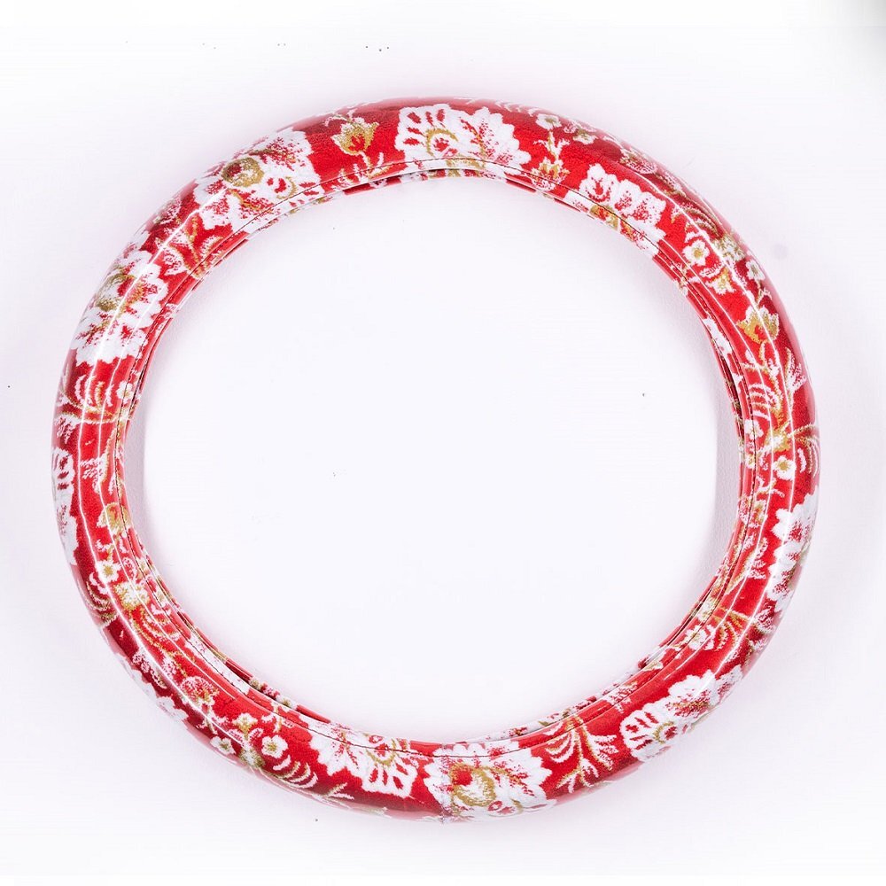 新格子 極太ハンドルカバービニール付き レッド LM(40.5~41.5cm)/ダイナ タイタン/ステアリング【送料800円】拍卖